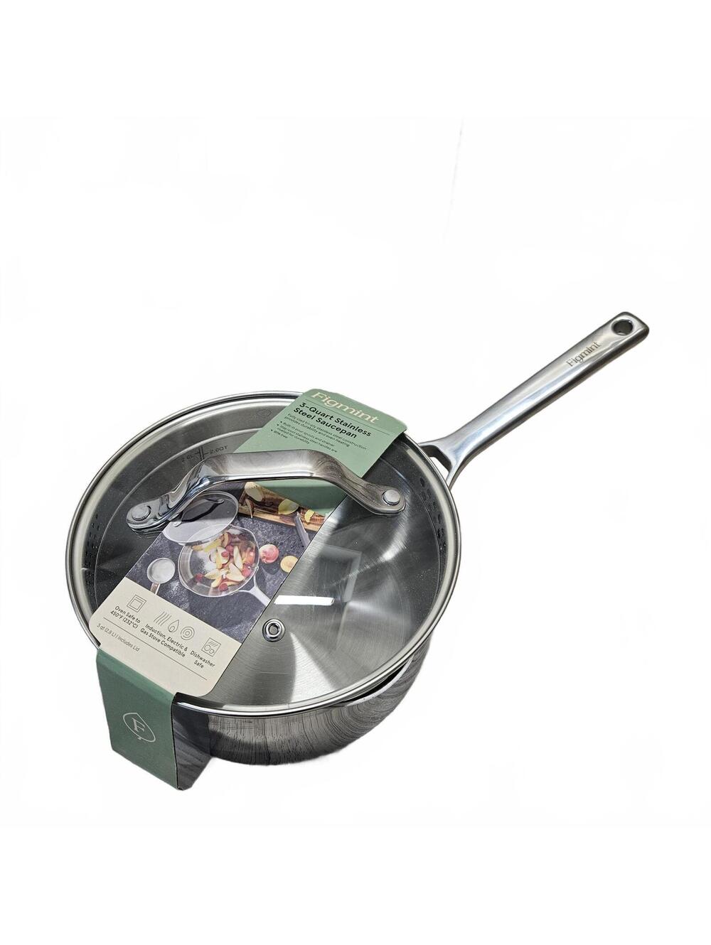 New Figmint 3-Quart Stainless Steel Saucepan with Lid
